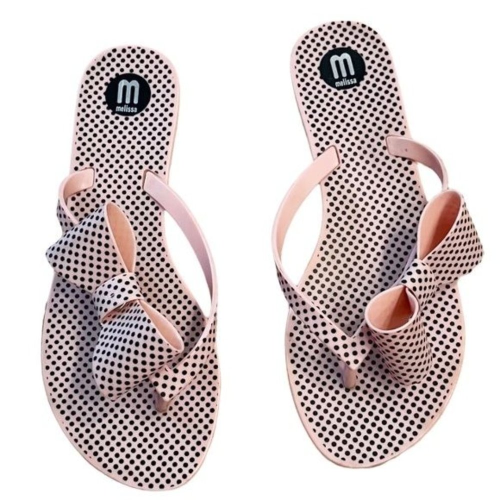 Melissa Polka Dotted Bow Flip Flops